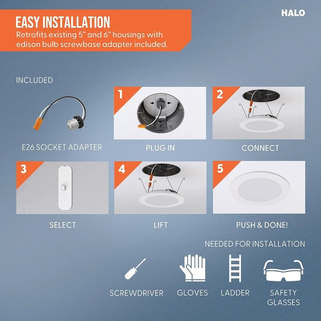Alt view image 5 of 7 - HALO HLBT 6 inch LED Recessed Light Slim Trim Retrofit 5CCT 765lm 6PK