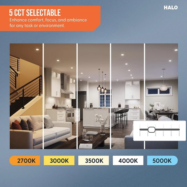 Alt view image 6 of 7 - HALO HLBT 6 inch LED Recessed Light Slim Trim Retrofit 5CCT 765lm 6PK