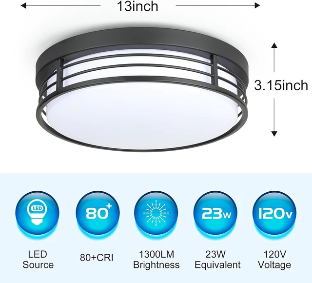 Alt view image 2 of 7 - WISBEAM 13 Inch LED Ceiling Lighting Fixture, 23W Black Flush Mount Ceiling Light with 5CCT(2700K/3000K/3500K/4000K/5000K), Dimmable LED Light Ceiling Mount for Kitchen Bathroom Hallway, 2 Packs