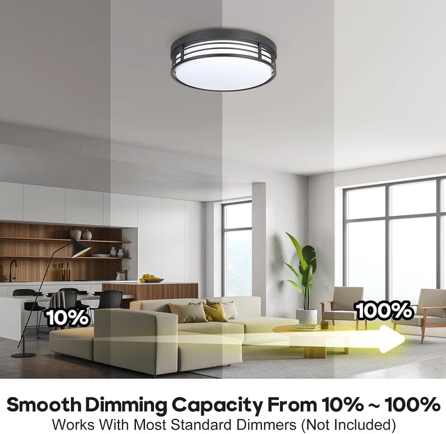 Alt view image 4 of 7 - WISBEAM 10 Inch Matte Black Flush Mount Ceiling Light, 17W LED Ceiling Lighting Fixture with 5CCT(2700K/3000K/3500K/4000K/5000K), Dimmable LED Light Fixtures Ceiling Mount for Kitchen Bathroom Hallway