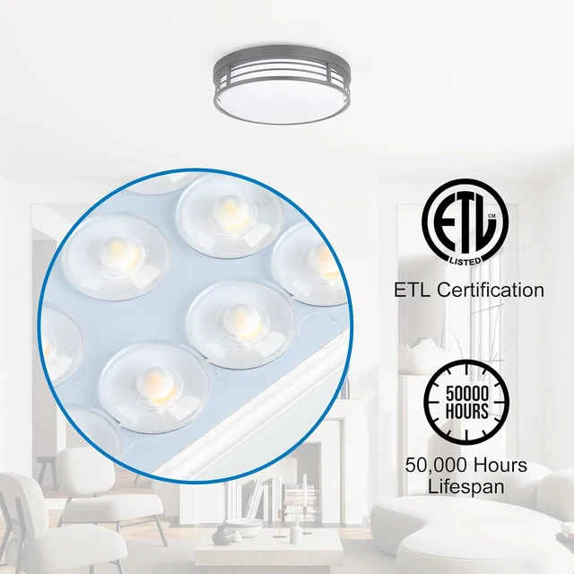 Alt view image 6 of 7 - WISBEAM 10 Inch Matte Black Flush Mount Ceiling Light, 17W LED Ceiling Lighting Fixture with 5CCT(2700K/3000K/3500K/4000K/5000K), Dimmable LED Light Fixtures Ceiling Mount for Kitchen Bathroom Hallway