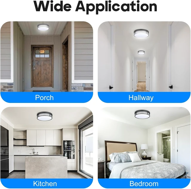 Alt view image 7 of 7 - WISBEAM 10 Inch Matte Black Flush Mount Ceiling Light, 17W LED Ceiling Lighting Fixture with 5CCT(2700K/3000K/3500K/4000K/5000K), Dimmable LED Light Fixtures Ceiling Mount for Kitchen Bathroom Hallway