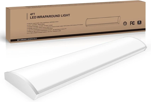 Main image of 4FT LED Wraparound Light Fixture, 48 inch Kitchen Lighting Fixtures Ceiling, 54W 6210LM,3500-5000K, 120-277V Commercial 4FT Led Light Fixtures for Laundry Room,Closet,Garage,UL(0-10 v dimming!)