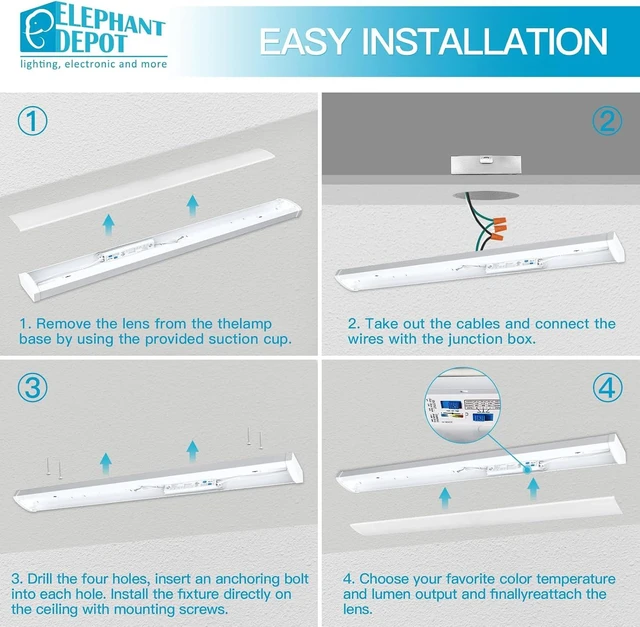 Alt view image 7 of 7 - 4FT LED Wraparound Light Fixture, 48 inch Kitchen Lighting Fixtures Ceiling, 54W 6210LM,3500-5000K, 120-277V Commercial 4FT Led Light Fixtures for Laundry Room,Closet,Garage,UL(0-10 v dimming!)