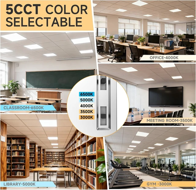 Alt view image 4 of 7 - 6 Pack 2x2 LED Flat Panel Lights with 5CCT Selectable, 4800LM, ETL