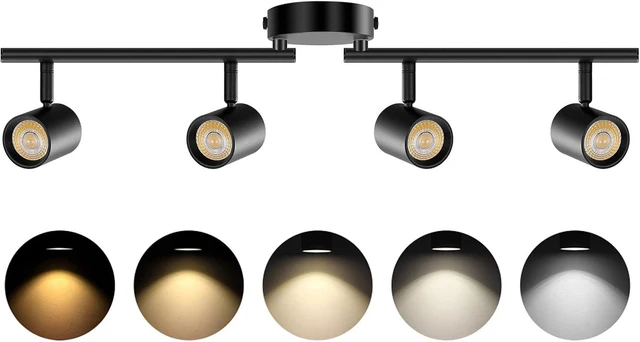 Main image of VANoopee 5-Color 4 Light LED Track Lighting Fixtures Ceiling, Black