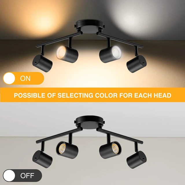 Alt view image 3 of 7 - VANoopee 5-Color 4 Light LED Track Lighting Fixtures Ceiling, Black