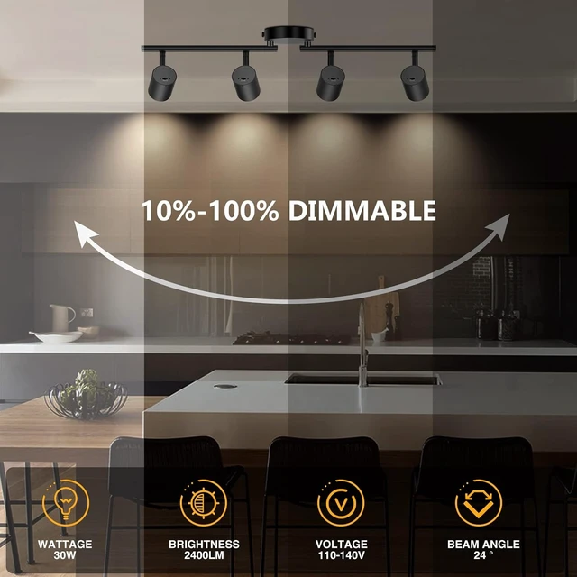 Alt view image 4 of 7 - VANoopee 5-Color 4 Light LED Track Lighting Fixtures Ceiling, Black