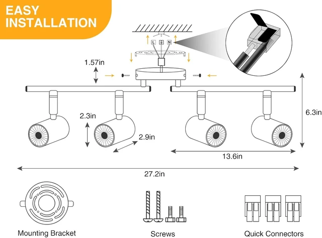 Alt view image 6 of 7 - VANoopee 5-Color 4 Light LED Track Lighting Fixtures Ceiling, Black