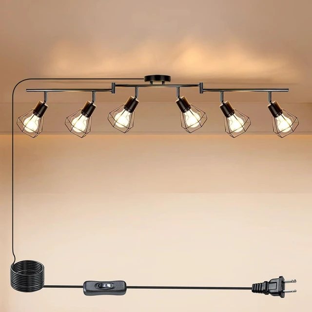 Main image of HiBay Plug in Track Lighting, 6-Light Adjustable Ceiling Fixture Black