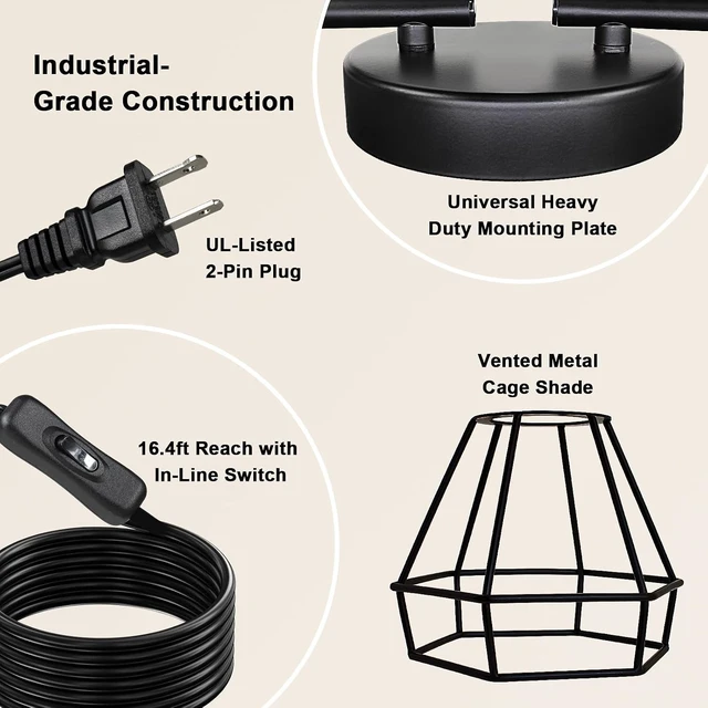 Alt view image 2 of 7 - HiBay Plug in Track Lighting, 6-Light Adjustable Ceiling Fixture Black
