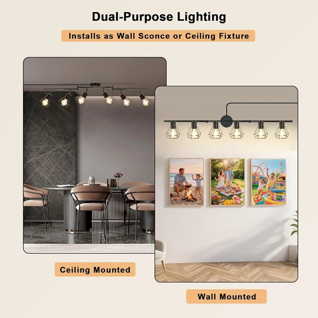 Alt view image 4 of 7 - HiBay Plug in Track Lighting, 6-Light Adjustable Ceiling Fixture Black