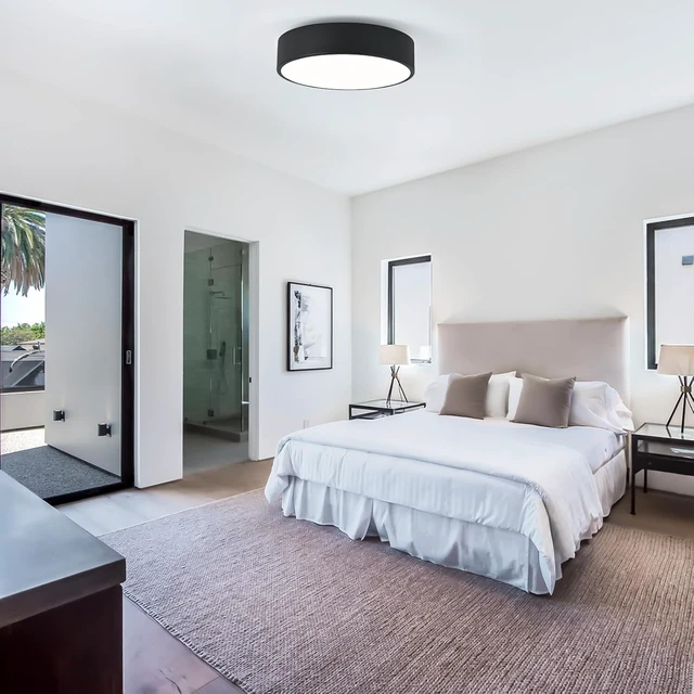 Alt view image 4 of 7 - 2-Light Black Modern Flush Mount Ceiling Light 11.8 Inch
