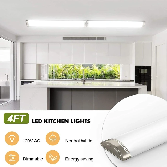 Alt view image 3 of 7 - 4FT Dimmable LED Kitchen Puff Ceiling Light 40W 4000K, 4 Pack