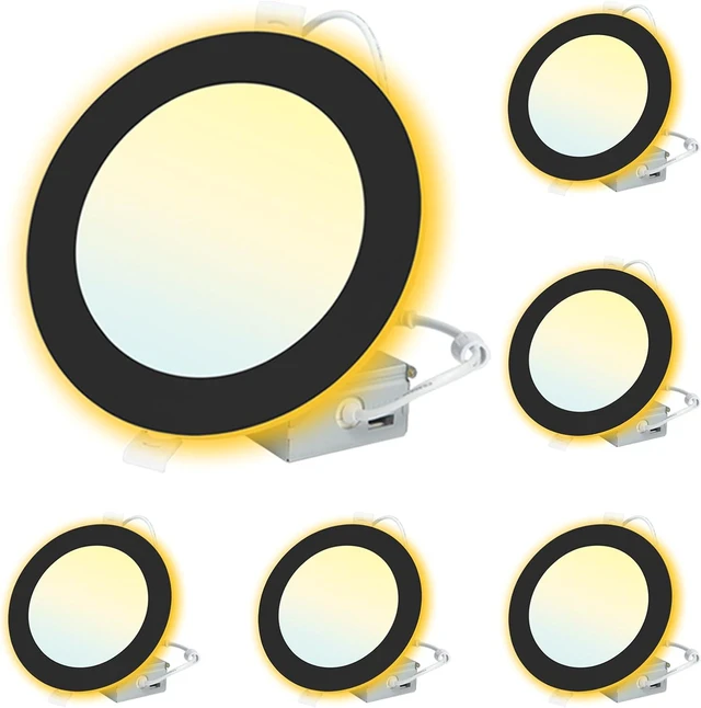 Main image of 6 Pack 6 Inch Black Recessed Lighting with Night Light 6 Inch