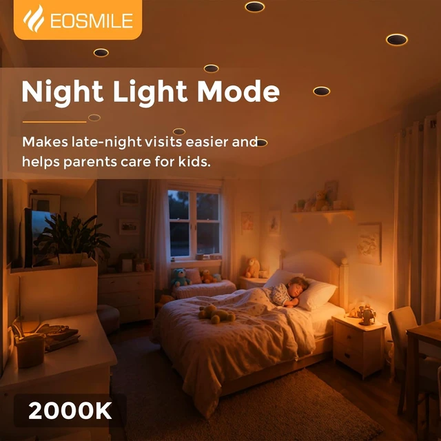 Alt view image 3 of 7 - 6 Pack 6 Inch Black Recessed Lighting with Night Light 6 Inch