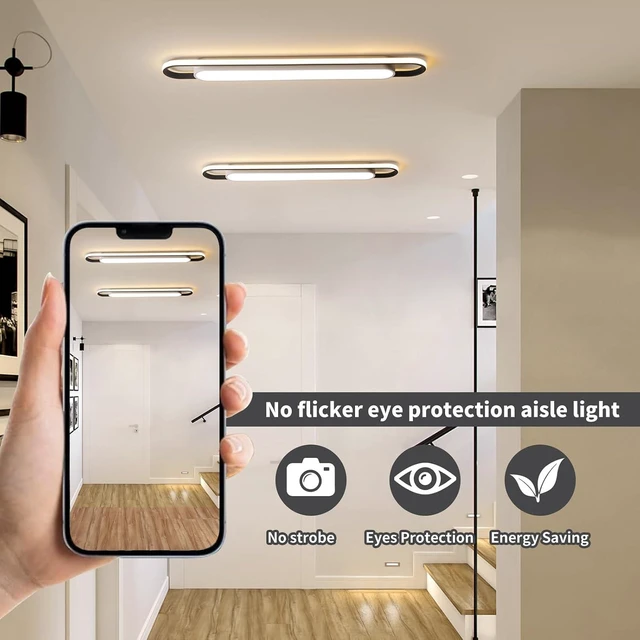 Alt view image 4 of 7 - 4Ft Modern Smart LED Linear Ceiling Lights Dimmable LED Ceiling Lamp with Remote Control,65W Metal/Acrylic Flush Mount Ceiling Lighting Fixtures for Kitchen Living Room Kitchen Dining Room (48")