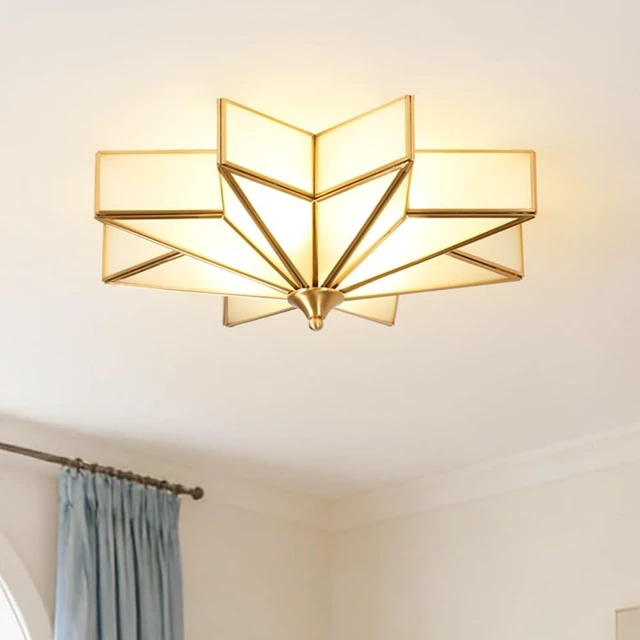 Main image of Star Glass Ceiling Light Brass Flush Mount Ceiling Fixture 15.7-inch