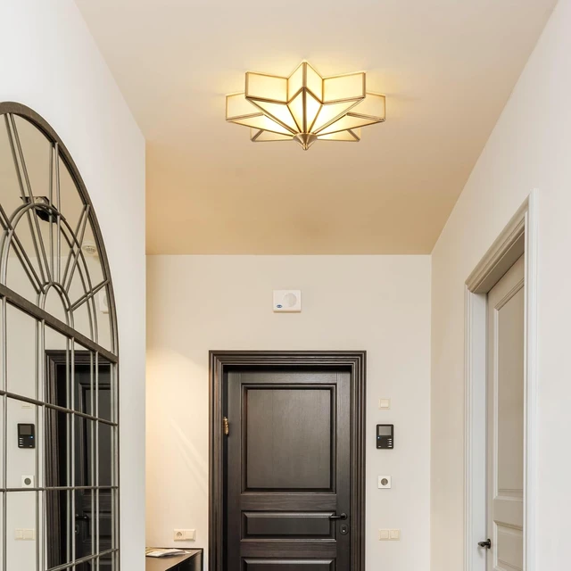 Alt view image 3 of 7 - Star Glass Ceiling Light Brass Flush Mount Ceiling Fixture 15.7-inch