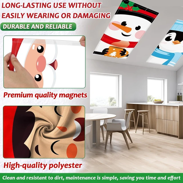 Alt view image 3 of 7 - 6 Pcs Fluorescent Light Covers with 60 Magnets Decorative for Classroom Ceiling Lights 4 x 2 Feet Magnetic Light Cover Filter Easy Install for Office Hospital Home Ceiling Supplies (Christmas role)