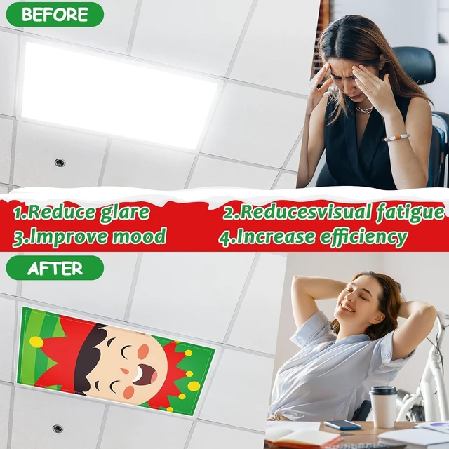 Alt view image 4 of 7 - 6 Pcs Fluorescent Light Covers with 60 Magnets Decorative for Classroom Ceiling Lights 4 x 2 Feet Magnetic Light Cover Filter Easy Install for Office Hospital Home Ceiling Supplies (Christmas role)