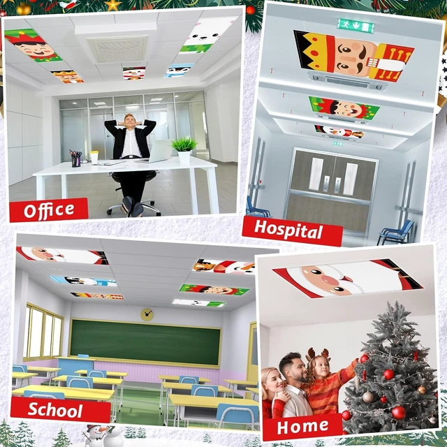 Alt view image 5 of 7 - 6 Pcs Fluorescent Light Covers with 60 Magnets Decorative for Classroom Ceiling Lights 4 x 2 Feet Magnetic Light Cover Filter Easy Install for Office Hospital Home Ceiling Supplies (Christmas role)