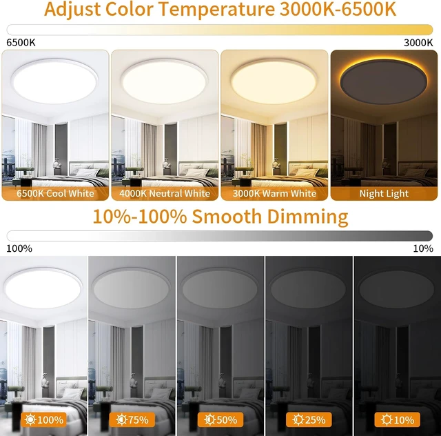 Alt view image 3 of 7 - Flush Mount Ceiling Light with Night Light (White, 23 inch)