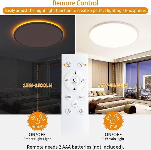 Alt view image 4 of 7 - Flush Mount Ceiling Light with Night Light (White, 23 inch)