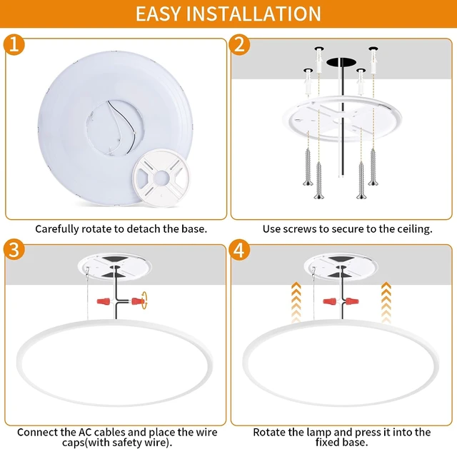 Alt view image 5 of 7 - Flush Mount Ceiling Light with Night Light (White, 23 inch)