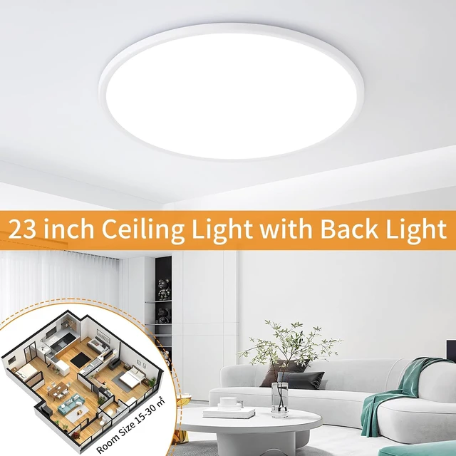 Alt view image 6 of 7 - Flush Mount Ceiling Light with Night Light (White, 23 inch)