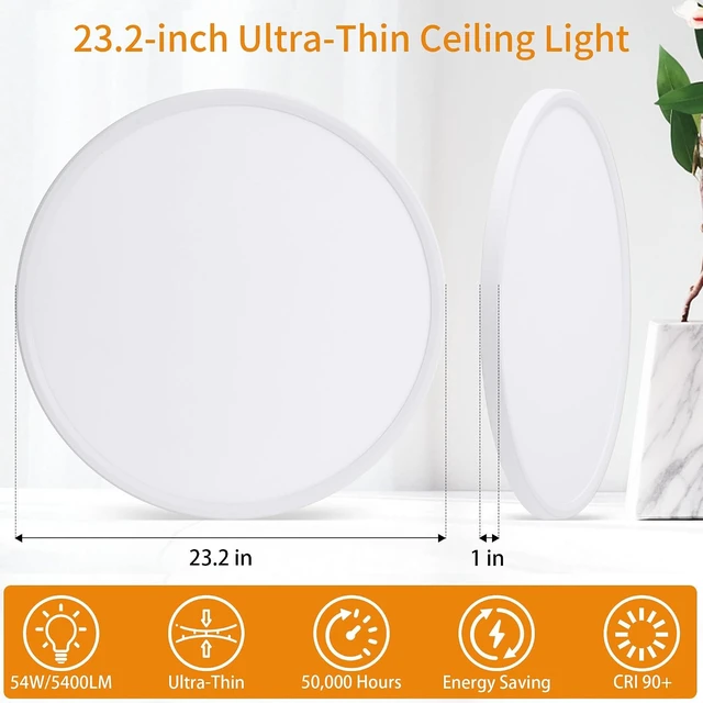 Alt view image 7 of 7 - Flush Mount Ceiling Light with Night Light (White, 23 inch)