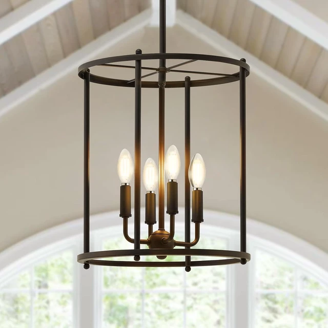 Main image of Luvkczc 4-Light Black Chandelier, Adjustable Lantern Ceiling Light Fixture