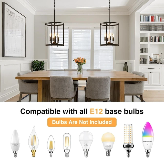Alt view image 5 of 7 - Luvkczc 4-Light Black Chandelier, Adjustable Lantern Ceiling Light Fixture