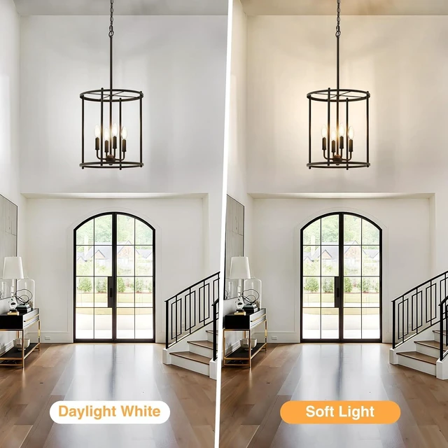 Alt view image 4 of 7 - Luvkczc 4-Light Black Chandelier, Adjustable Lantern Ceiling Light Fixture