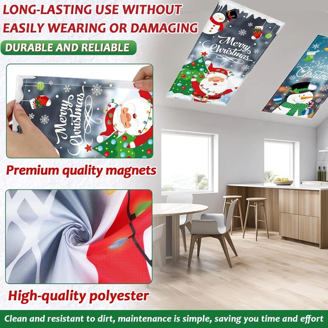 Alt view image 3 of 7 - 6 Pcs Fluorescent Light Covers with 60 Magnets Decorative Classroom Ceiling Lights 4 x 2 Feet Magnetic Light Cover Filter Easy Install for Office Hospital Home Ceiling Supplies (Christmas Santa Claus)