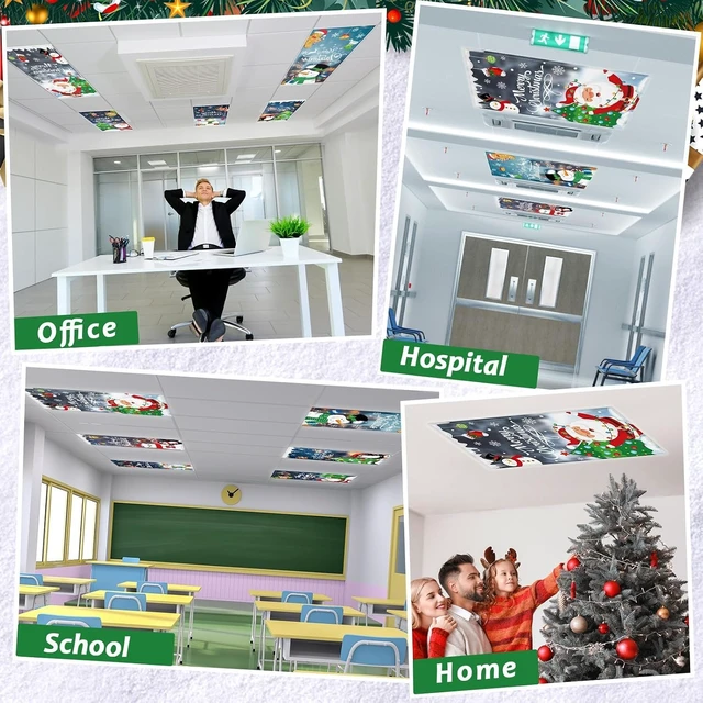 Alt view image 5 of 7 - 6 Pcs Fluorescent Light Covers with 60 Magnets Decorative Classroom Ceiling Lights 4 x 2 Feet Magnetic Light Cover Filter Easy Install for Office Hospital Home Ceiling Supplies (Christmas Santa Claus)