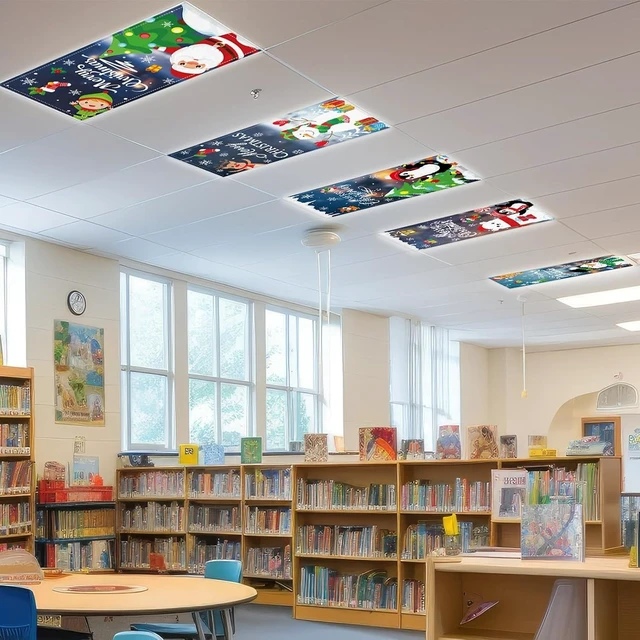 Alt view image 7 of 7 - 6 Pcs Fluorescent Light Covers with 60 Magnets Decorative Classroom Ceiling Lights 4 x 2 Feet Magnetic Light Cover Filter Easy Install for Office Hospital Home Ceiling Supplies (Christmas Santa Claus)