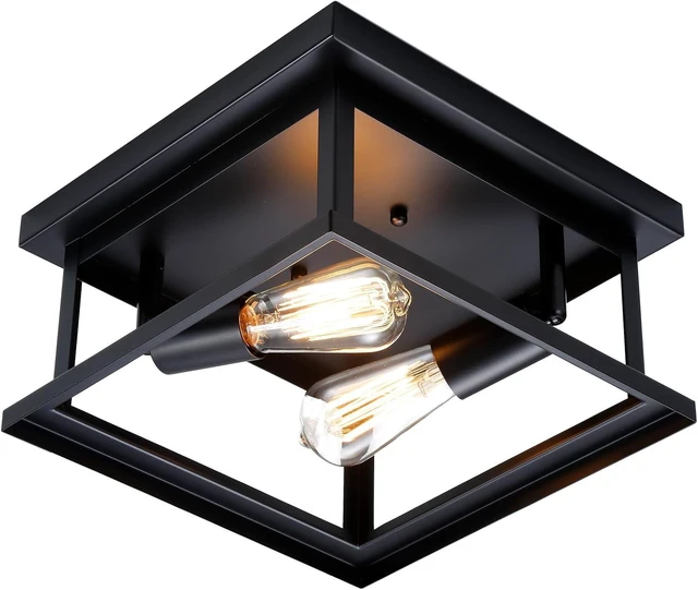 Main image of Hamilyeah Black Flush Mount Ceiling Light Fixture Bedroom, Farmhouse Kitchen Lights Ceiling, Outdoor Close to Ceiling Light Fixtures for Porch Patio Hallway