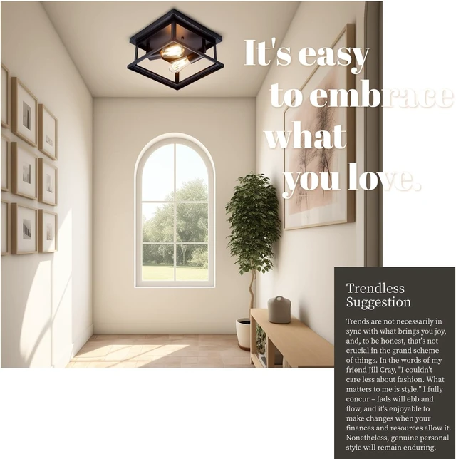 Alt view image 5 of 7 - Hamilyeah Black Flush Mount Ceiling Light Fixture Bedroom, Farmhouse Kitchen Lights Ceiling, Outdoor Close to Ceiling Light Fixtures for Porch Patio Hallway