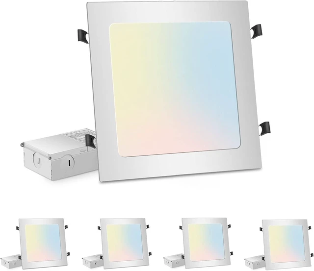 Main image of LZHOME 4-Packs 11 inch Square Recessed Light: 3 Color Temperature Selectable & Dimmable Lamp, 2200 Lumens Ultra Thin Led Canless Downlight Lighting with Junction Box, 26W Eqv 230W