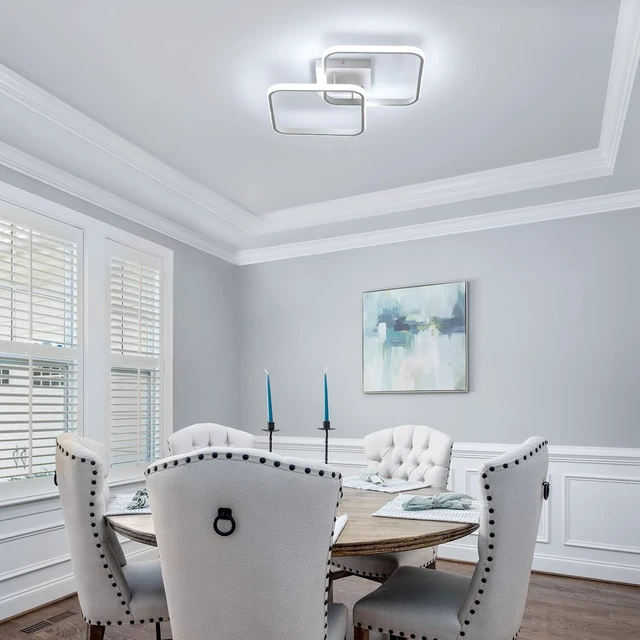 Alt view image 7 of 7 - DELIPOP 23 Inch Modern LED Ceiling Light, 42W 6500K Flush Mount Ceiling Light, Acrylic Ceiling Lamp for Hallway, Living Room, Dining Room, Kitchen, Bedroom