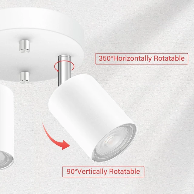 Alt view image 2 of 7 - AUQUEE LED 2 Light Track Lighting Kit, LED Track Lighting Fixtures, White Round Ceiling Spot Lighting, Flexibly Rotatable Light Head for Kitchen, Living Room, Bedroom, GU10 Bulb Not Included