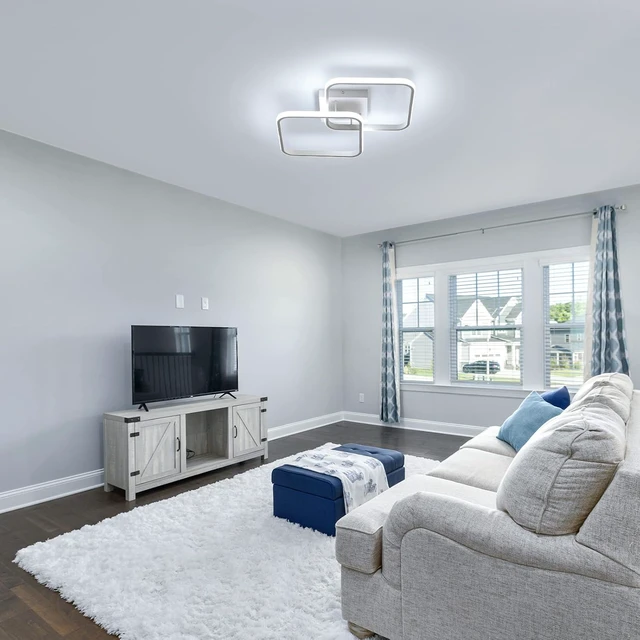 Alt view image 6 of 7 - DELIPOP 23 Inch Modern LED Ceiling Light, 42W 6500K Flush Mount Ceiling Light, Acrylic Ceiling Lamp for Hallway, Living Room, Dining Room, Kitchen, Bedroom