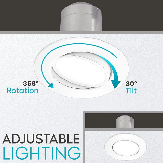 Alt view image 3 of 6 - LUXRITE 4 Inch Gimbal LED Recessed Lighting Can Light, 8W=60W (1 Pack)