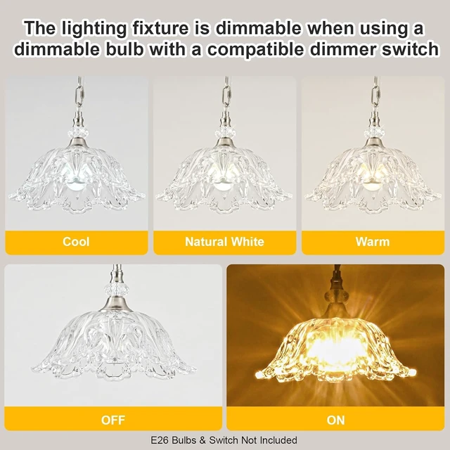 Alt view image 3 of 7 - 1 Piece Brushed Nickel Chain Chandelier Pendant Light with Flower Shade