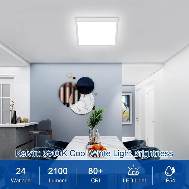 Alt view image 4 of 7 - 12 Inch Flush Mount Ceiling Light, 6500K White Light LED Ceiling Light, Slim Ceiling Light Fixture for Living Room, Bedroom, Kitchen