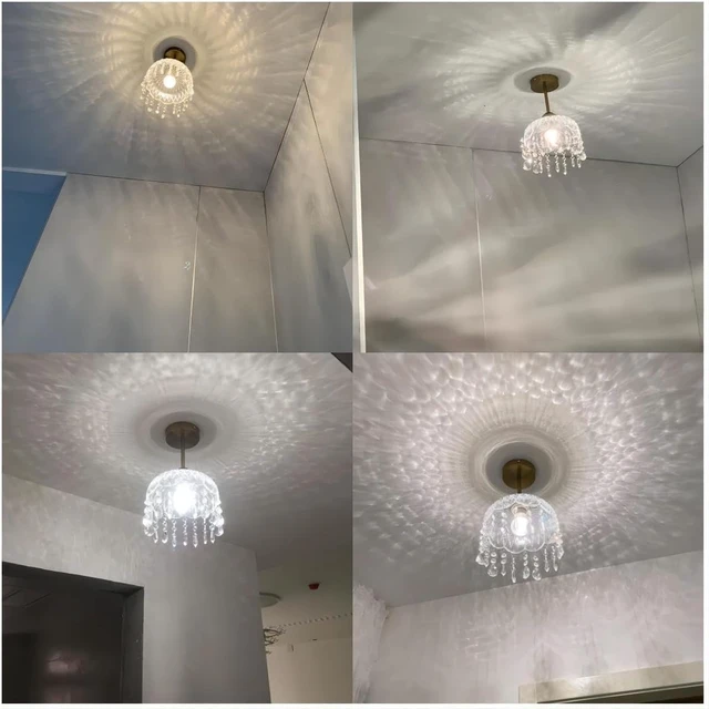 Alt view image 5 of 7 - LIGHTLAND 7.9 Inch Vintage Crystal Ceiling Light, Crystal Dome Chandelier, Small Chandelier for Entryway, Hallway, Balcony