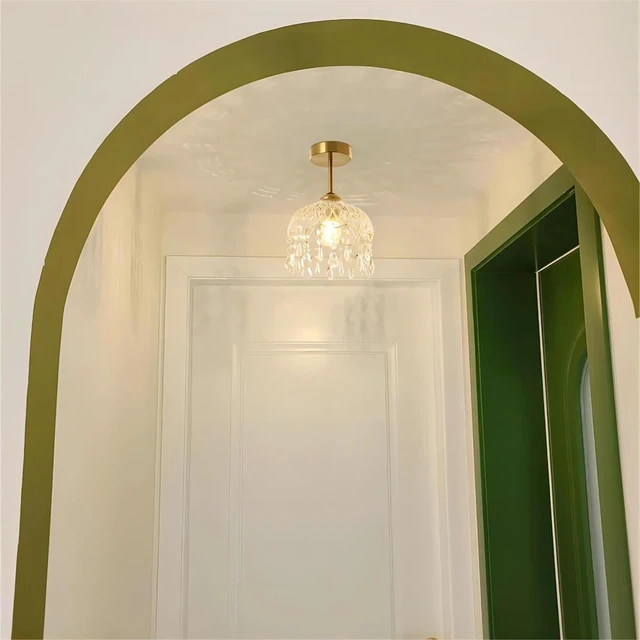 Alt view image 7 of 7 - LIGHTLAND 7.9 Inch Vintage Crystal Ceiling Light, Crystal Dome Chandelier, Small Chandelier for Entryway, Hallway, Balcony