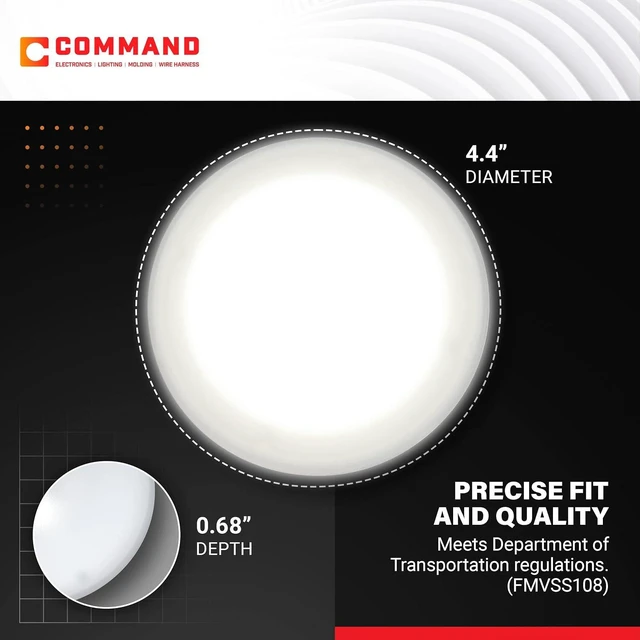 Alt view image 3 of 7 - Command Electronics OEM 12V LED RV Low Profile Surface Mount Ceiling Light - Made in USA - Durable Design - Hardware & Connectors Included - 4.5 Inch Diameter for Compact Spaces | White (2 Pack)