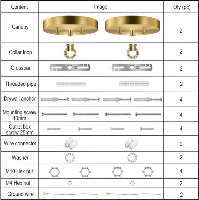 Alt view image 3 of 7 - 2 Pack 6 Inches Light Canopy Kit with Heavy Duty Replacement Ceiling Cover Plate & Mounting Hardware for Lighting Fixtures Chandelier Pendant Lamp or DIY Project (Brass)